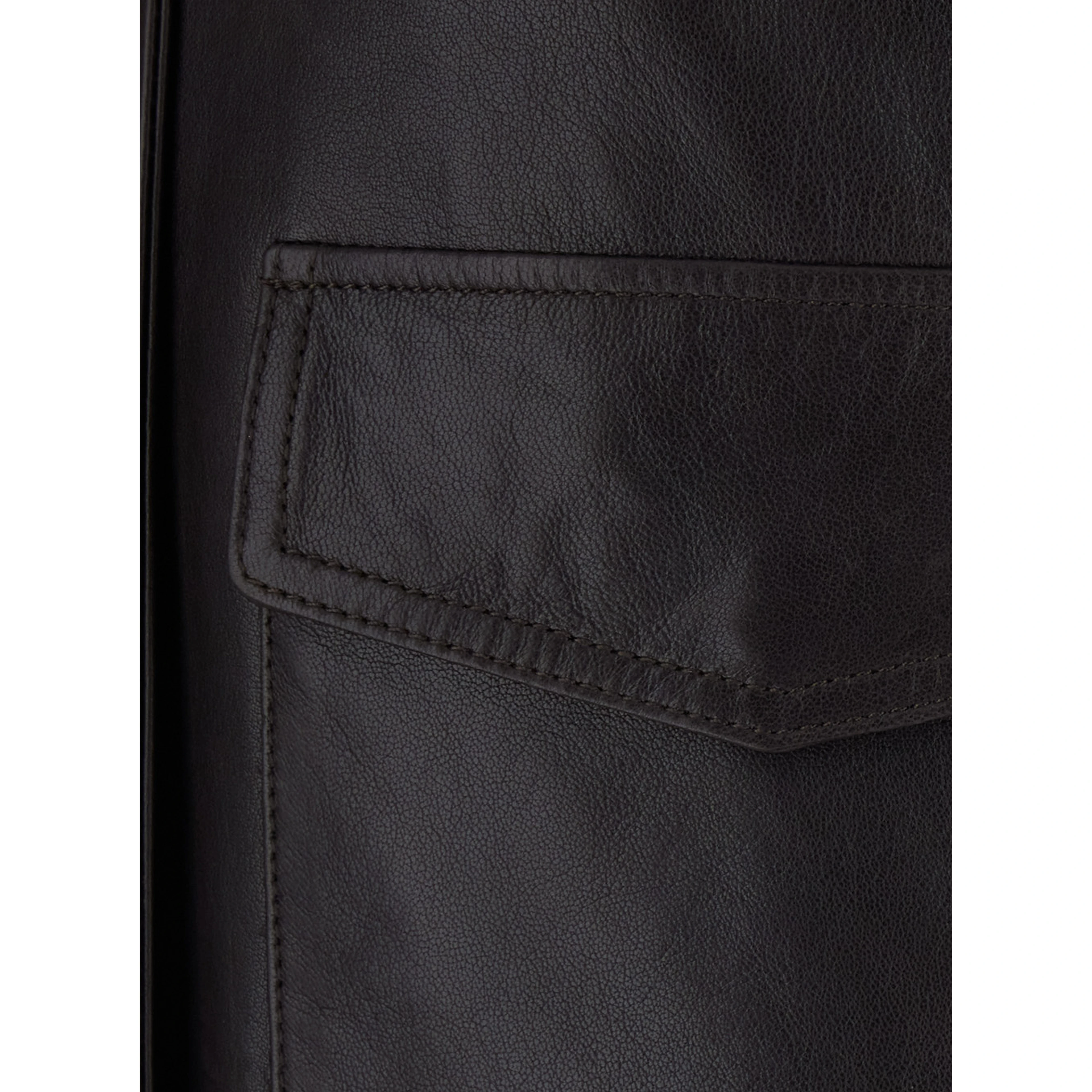 Astra Brown Jacket with classic collar and elasticated waist in leather for women