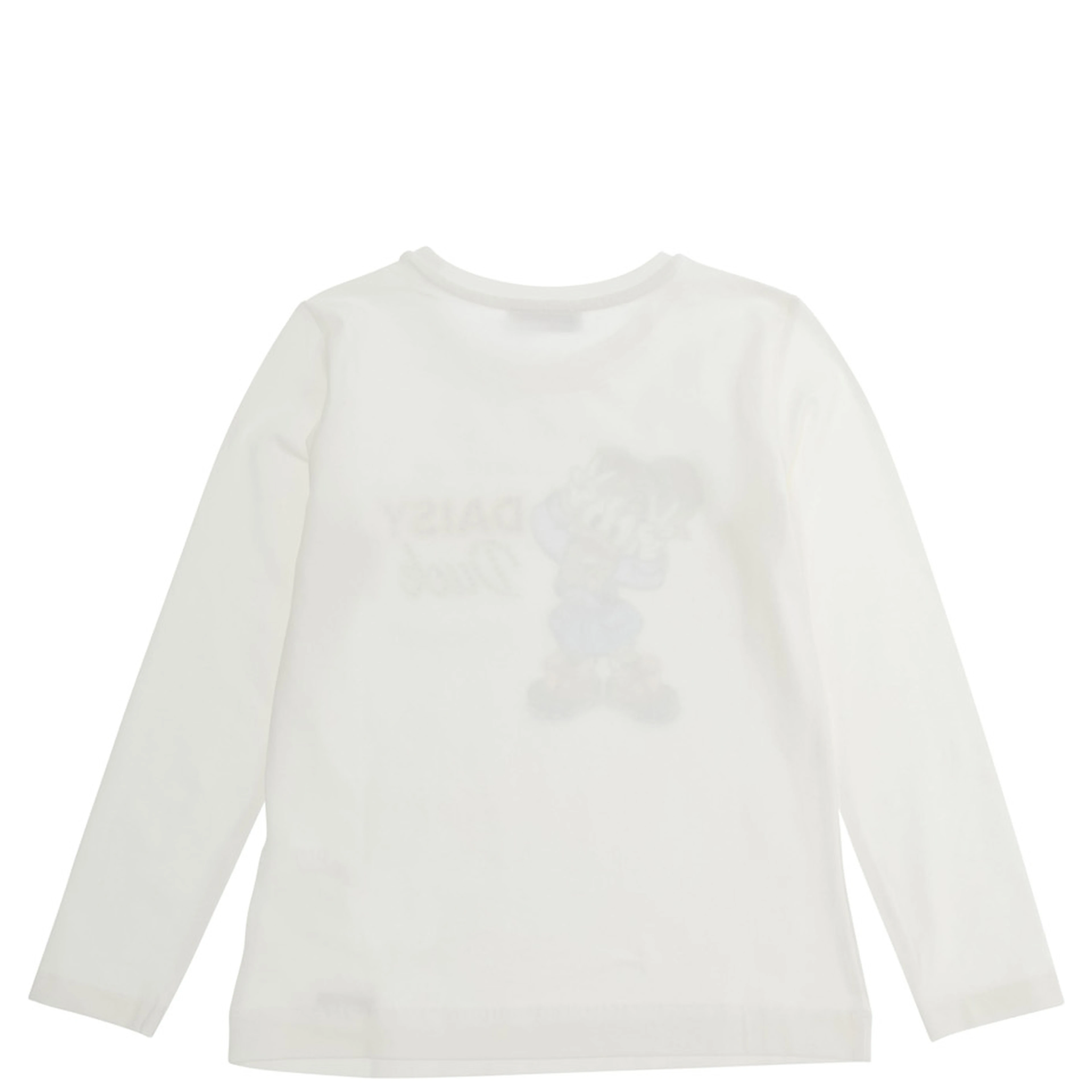White Long Sleeve T-shirt with Maxi Print on the Front in Cotton Girl