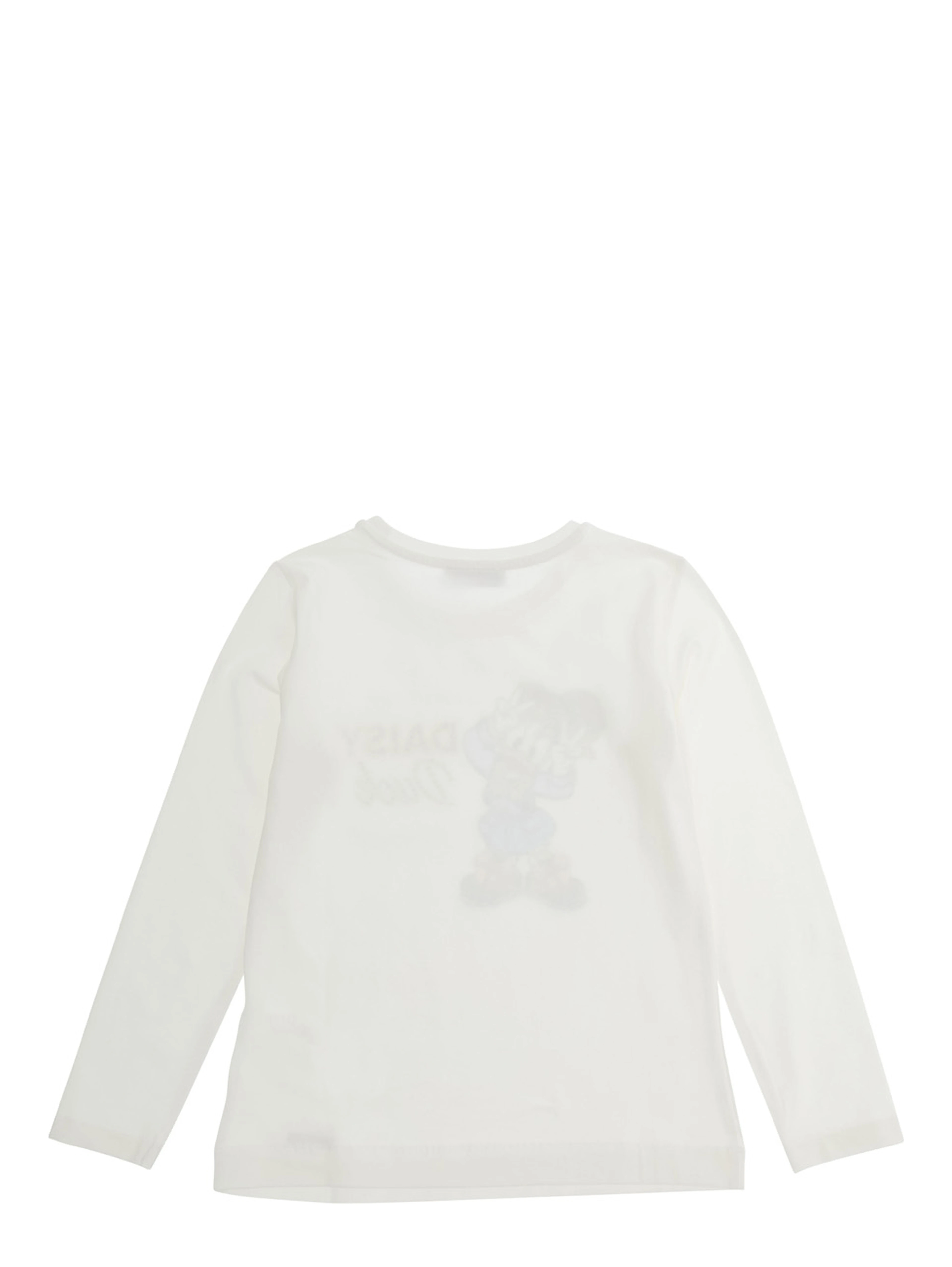 White Long Sleeve T-shirt with Maxi Print on the Front in Cotton Girl