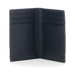 Blue Cardholder with Intreccio design and yellow stripe in leather for men