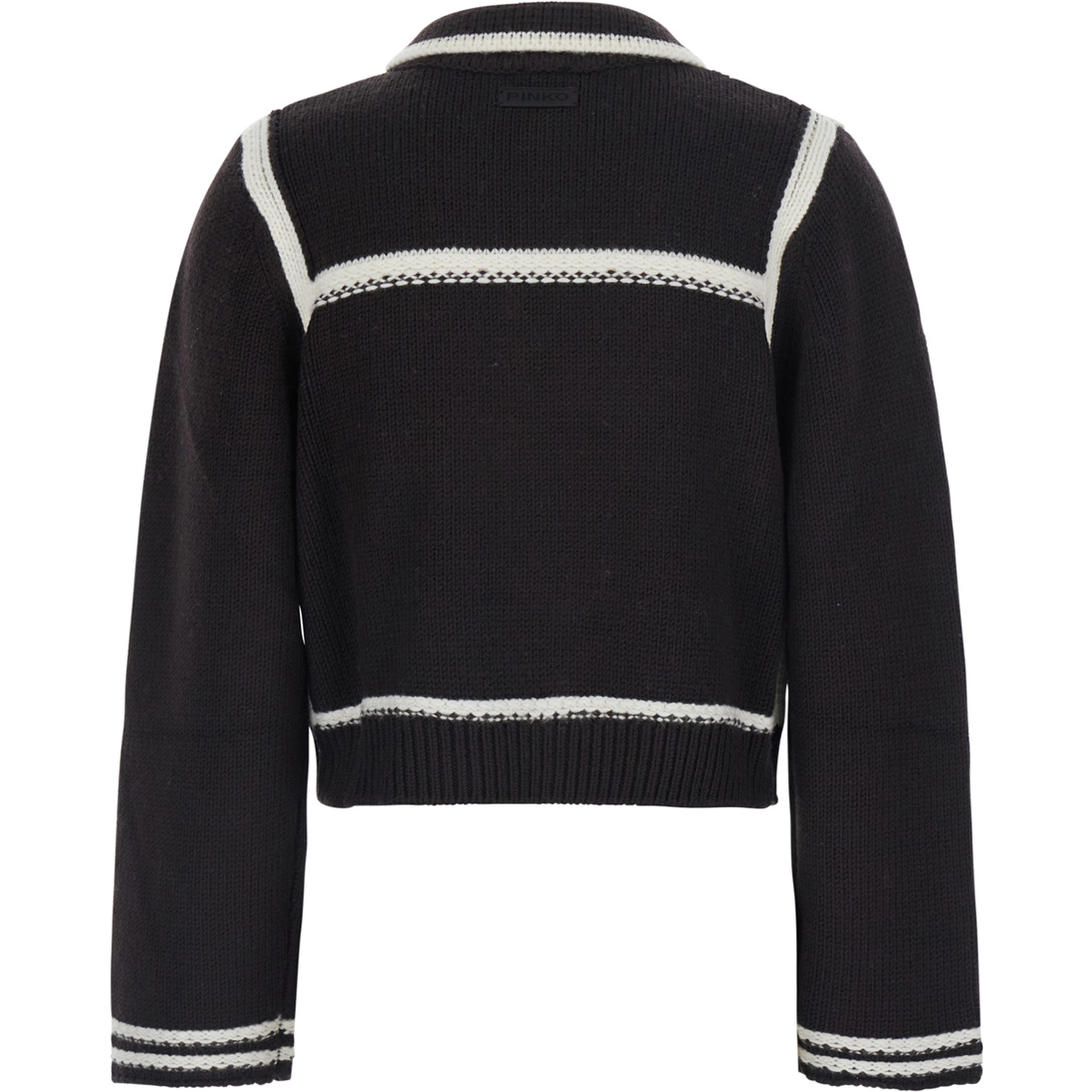 Brown crop jacket with classic collar and Contrasting details in wool women