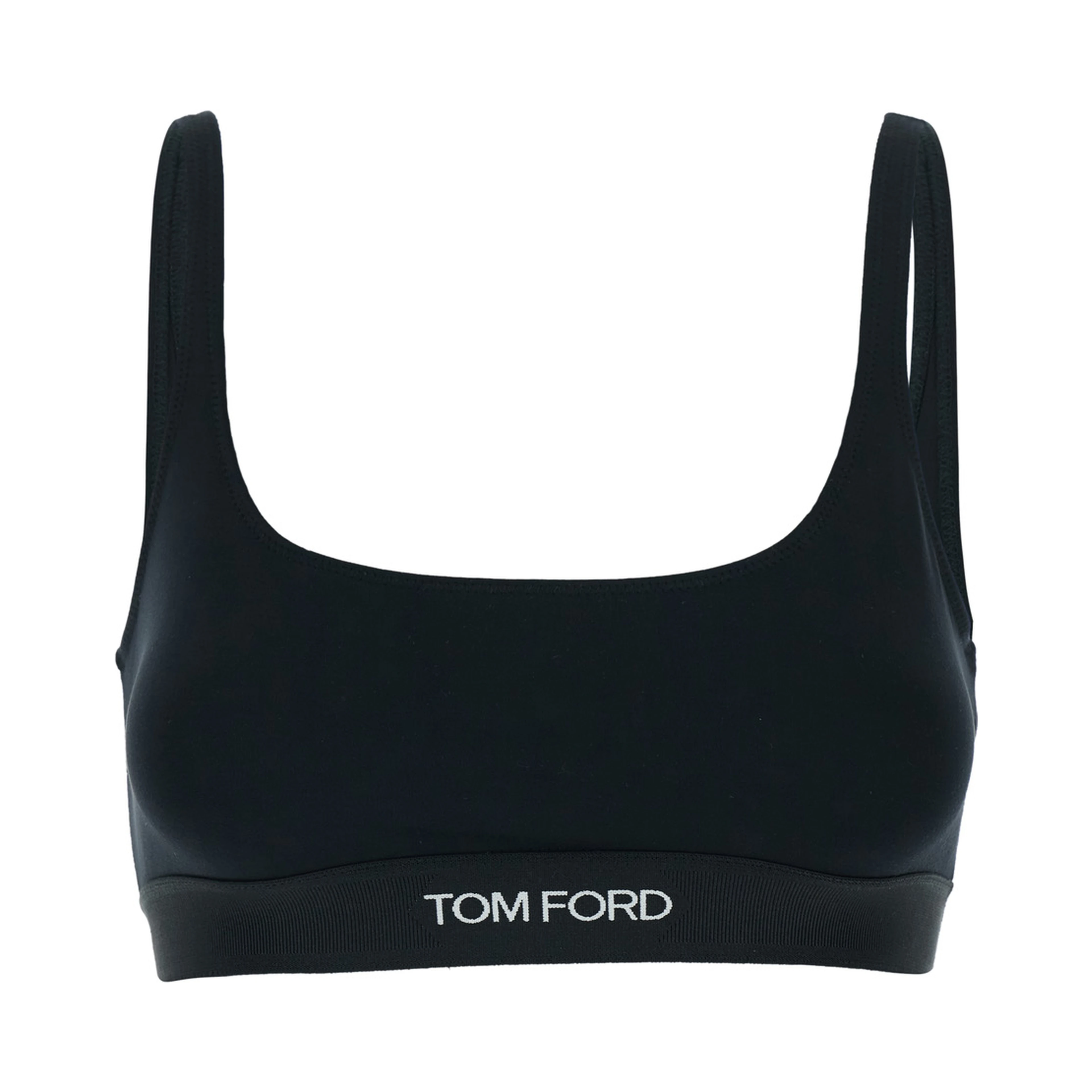 Black Bralette with Contrasting Logo Print in Modal Stretch Woman