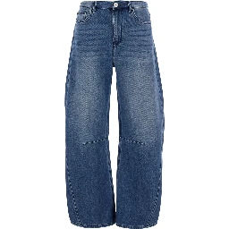 Emma Blue Jeans with logo patch on the back and faded effect in denim women
