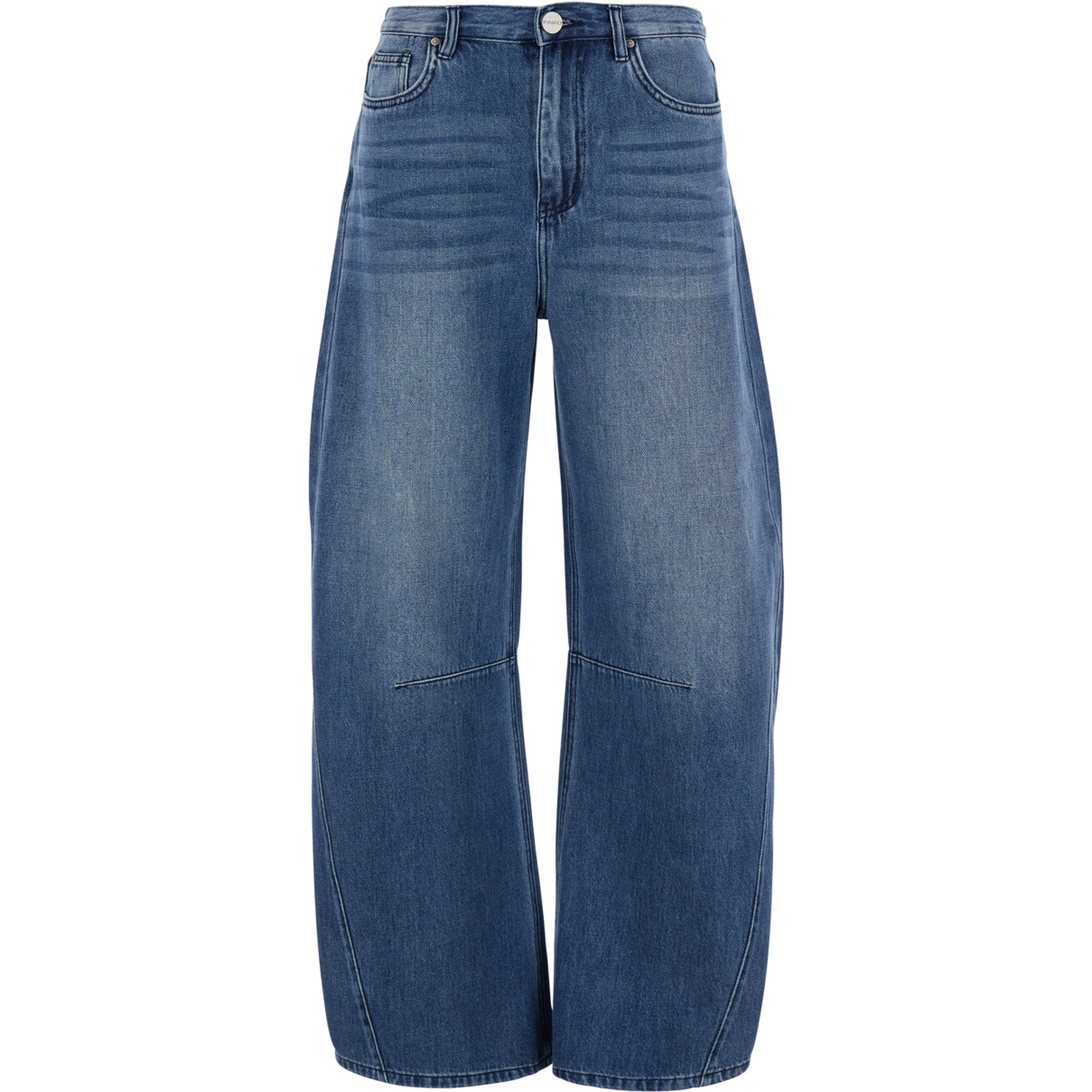Emma Blue Jeans with logo patch on the back and faded effect in denim women