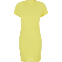 La Robe Mistral Yellow Dress with boat neckline and open back with draping in viscose for women