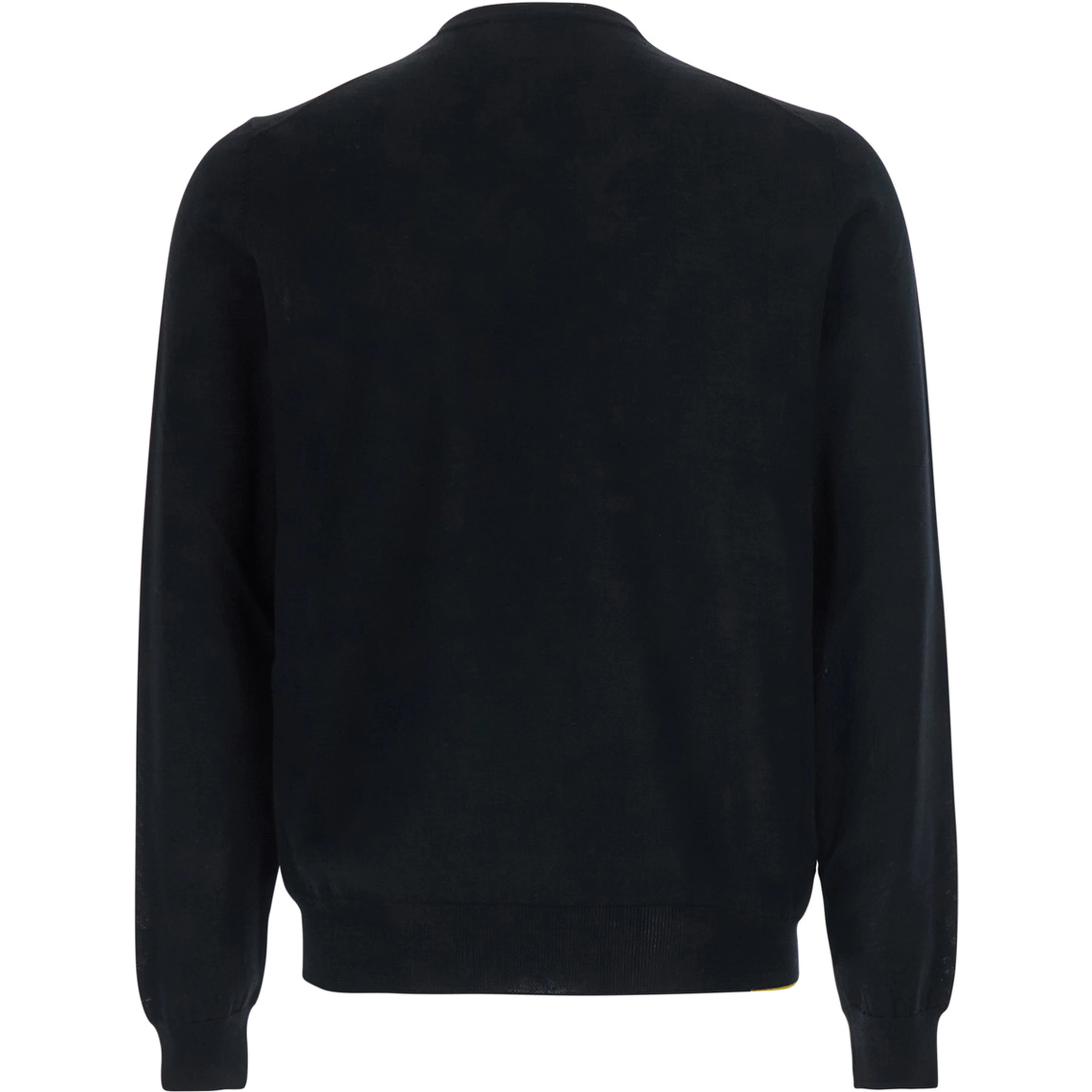 Black V-Neck Sweater with Logo Lettering on the Front in Wool for Women