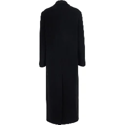 black Double-breasted coat with Notched revers in wool for women
