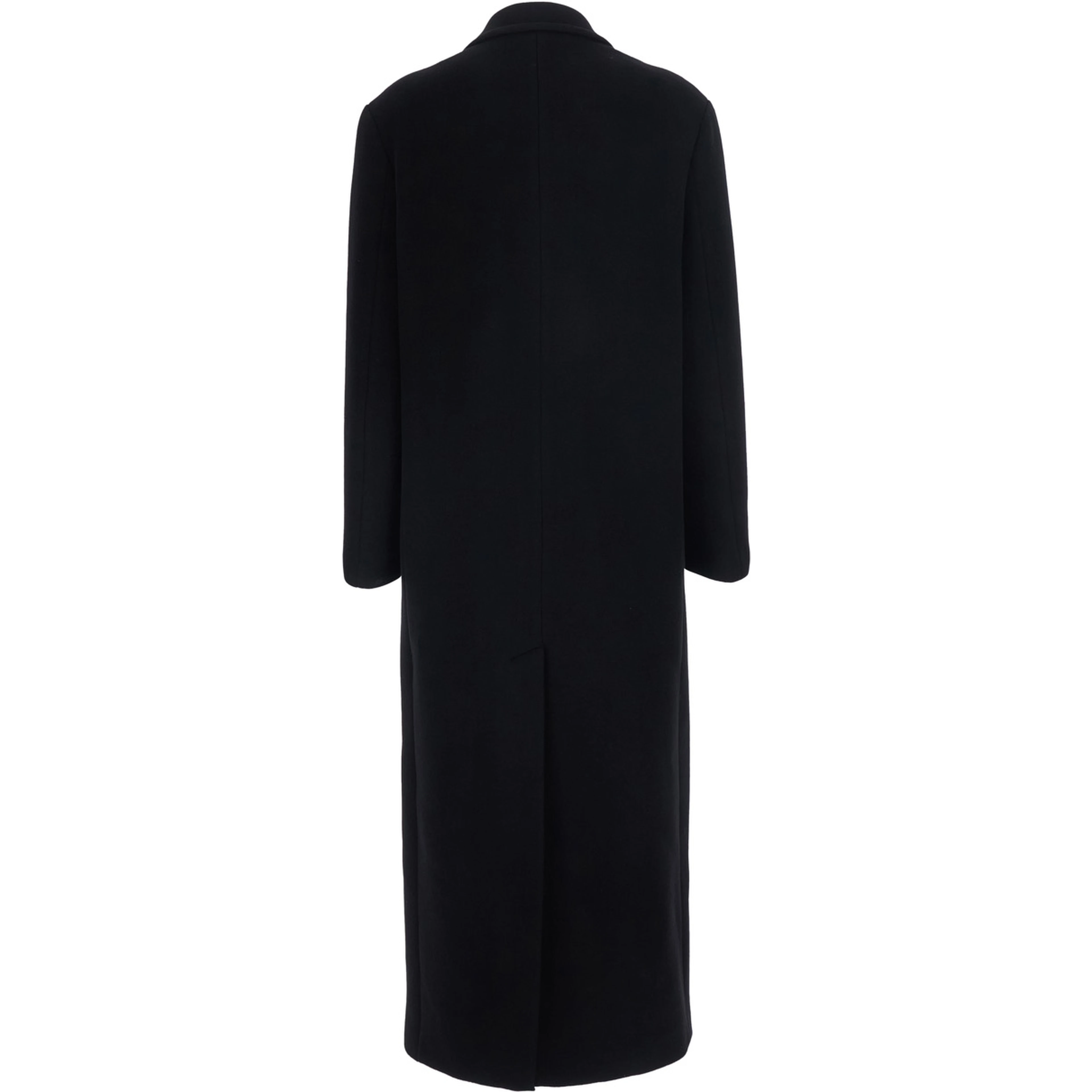 black Double-breasted coat with Notched revers in wool for women