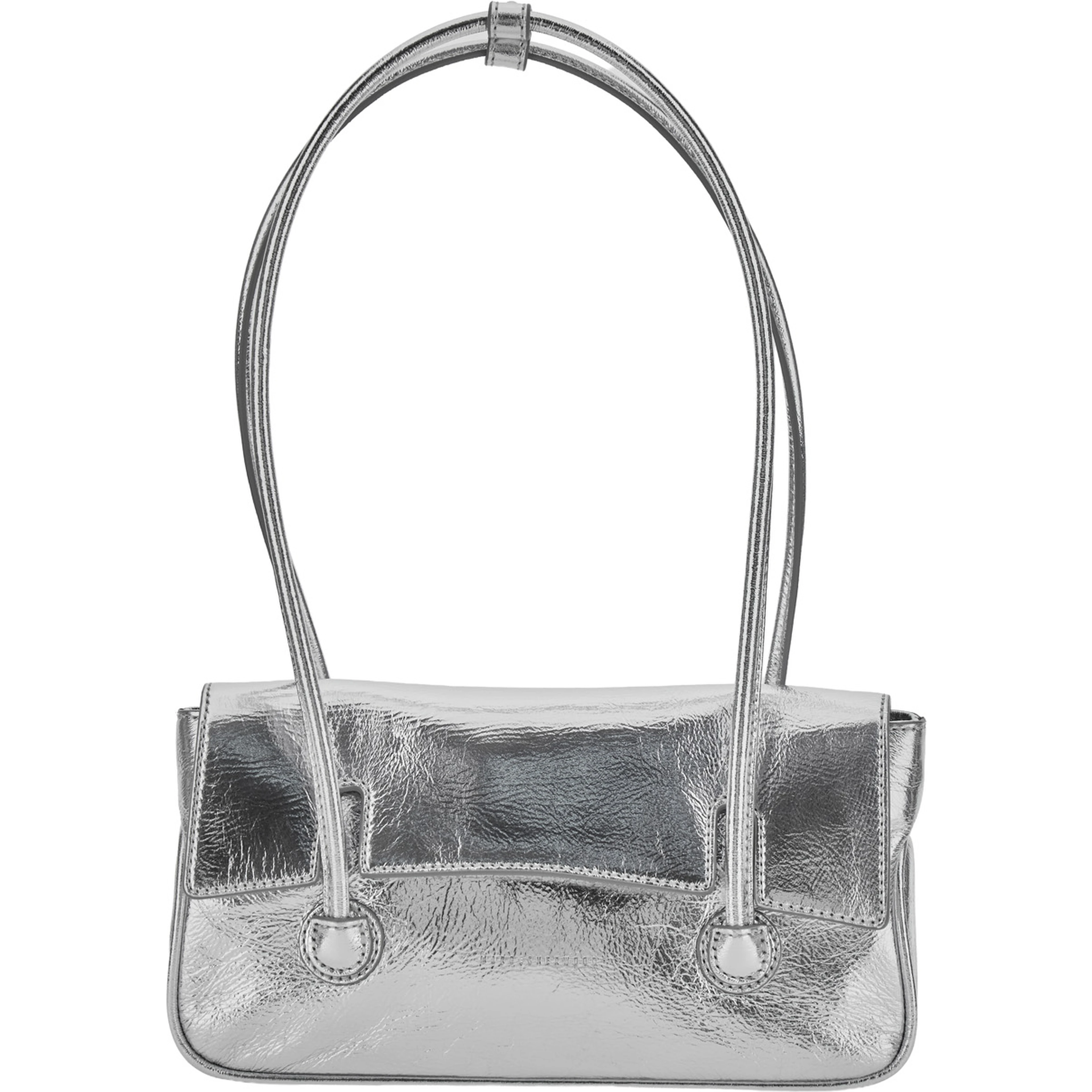 Shoulder Bag with Flap in Metallic Leather