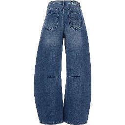 Emma Blue Jeans with logo patch on the back and faded effect in denim women