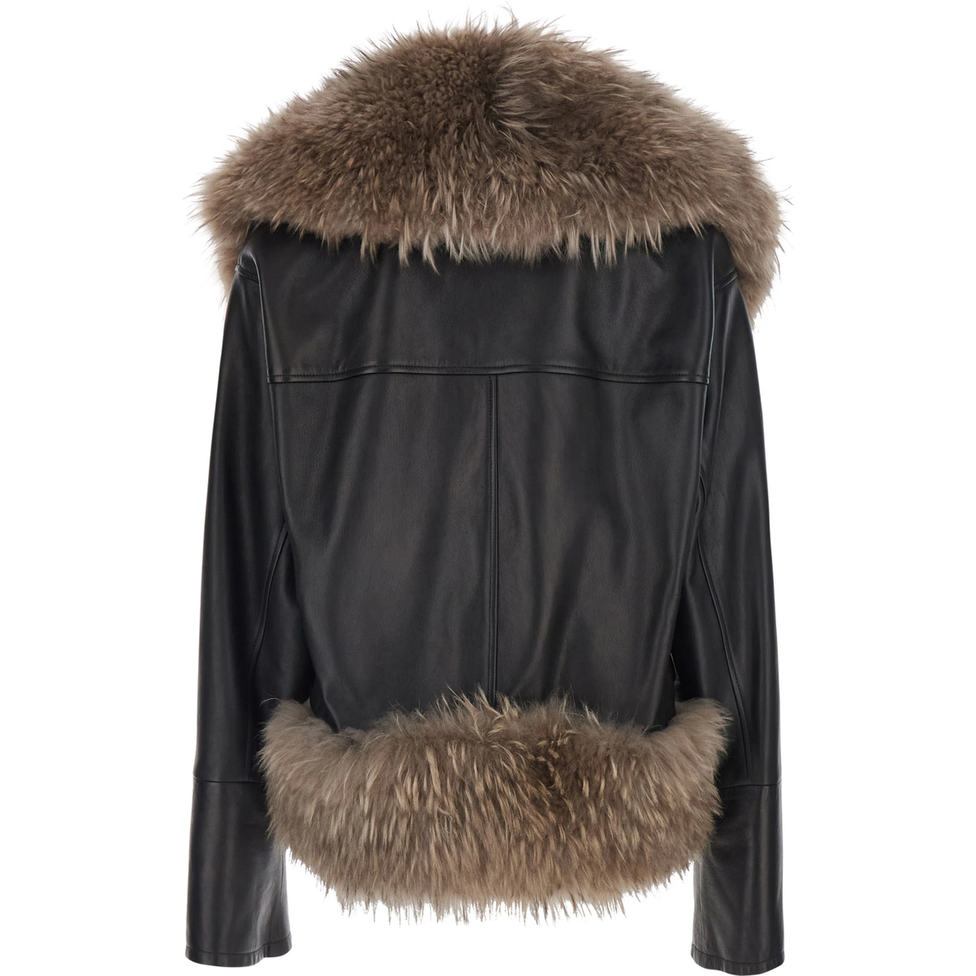 Black Jacket with fur design in Leather woman