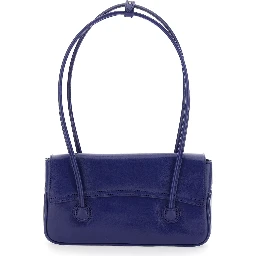 Shoulder Bag in Shiny Blue Leather for Women