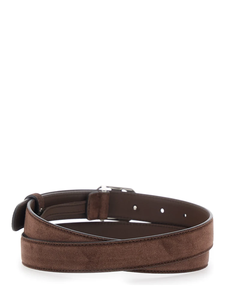 Brown Suede GG Buckle Belt for Women alternative