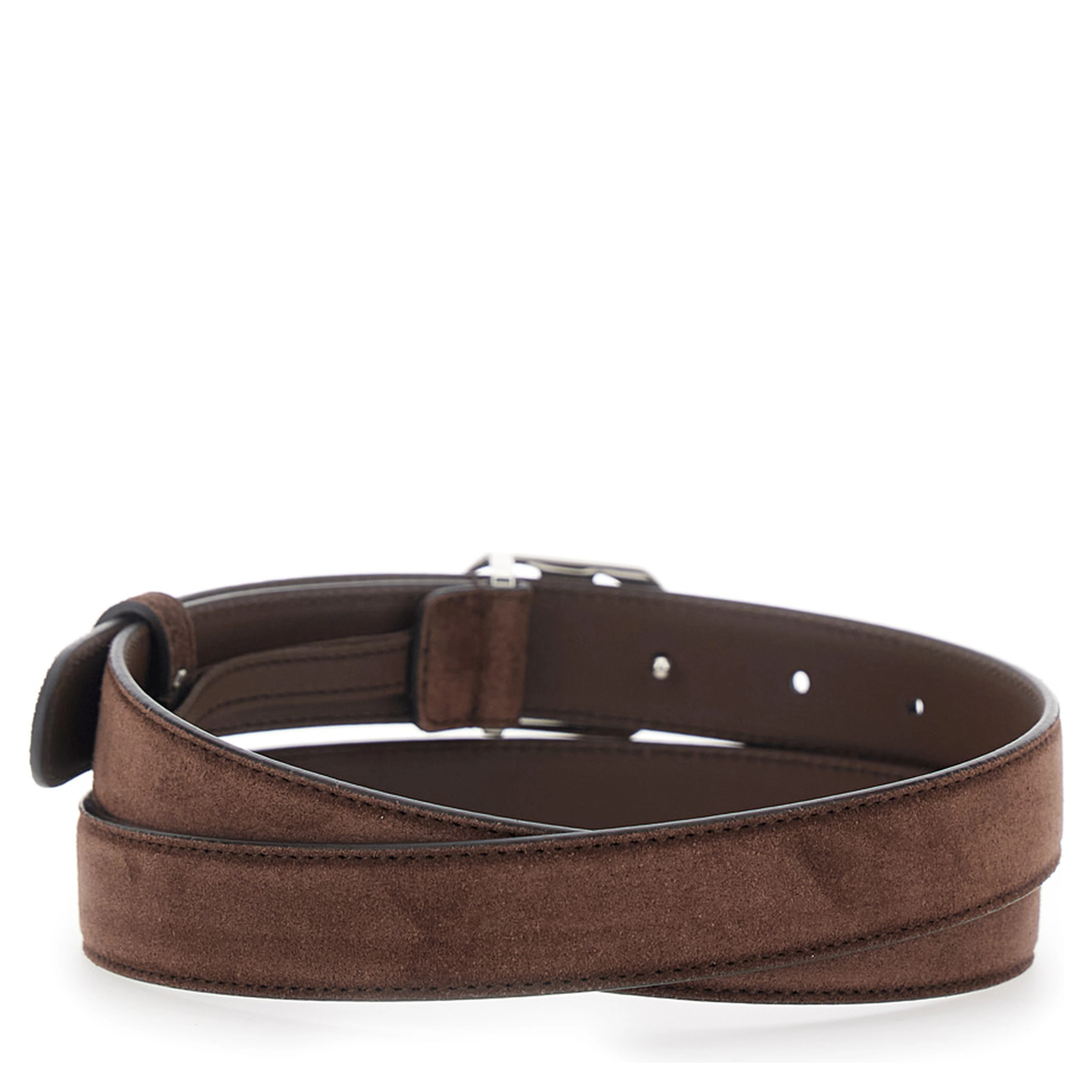Brown Suede GG Buckle Belt for Women