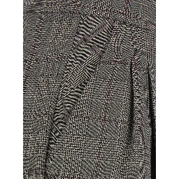 Gray Pants with logo patch on the back and all-over check motif in wool blend for women