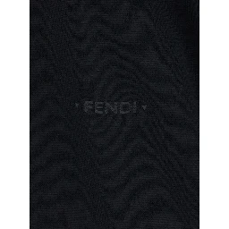 Black V-Neck Sweater with Logo Lettering on the Front in Wool for Women