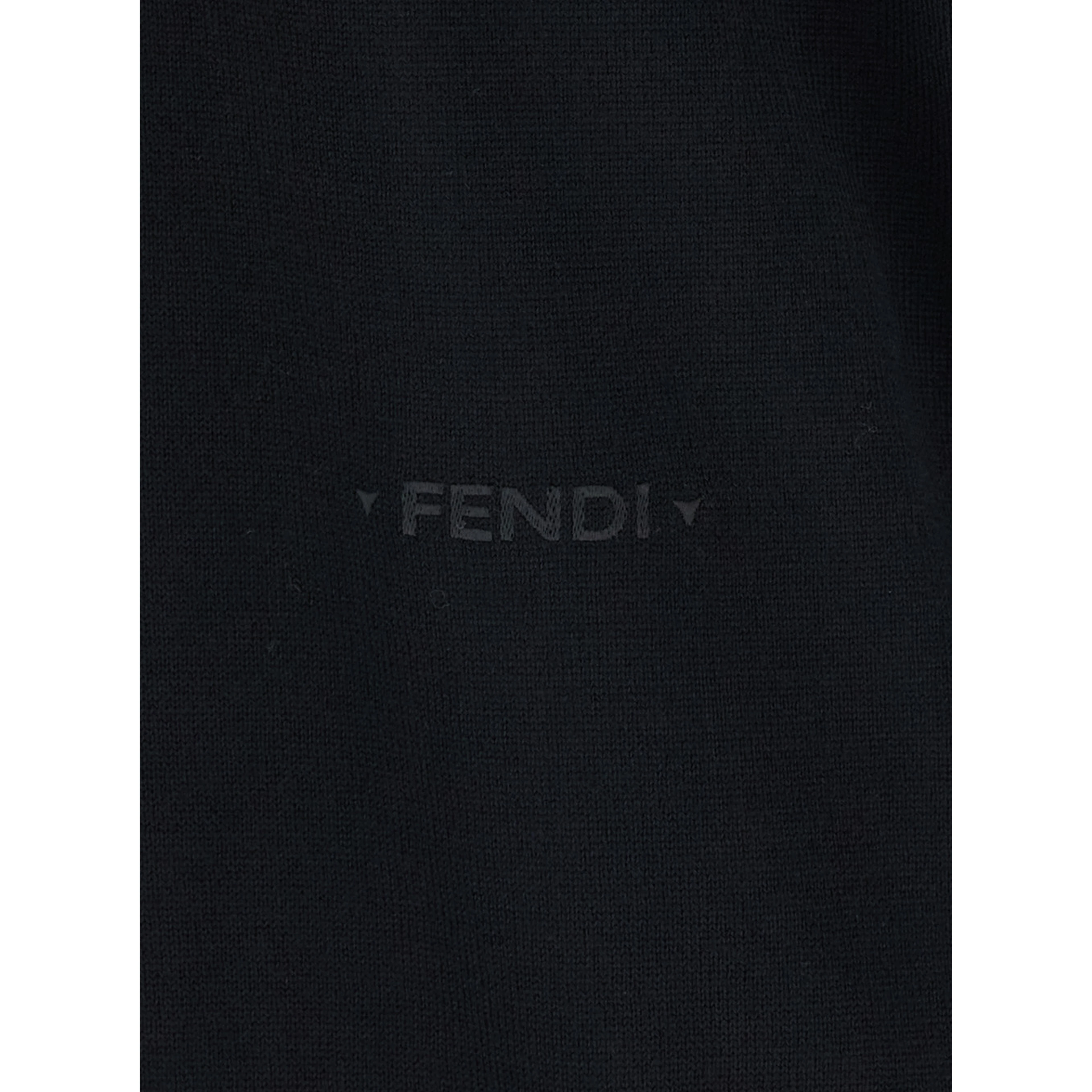 Black V-Neck Sweater with Logo Lettering on the Front in Wool for Women