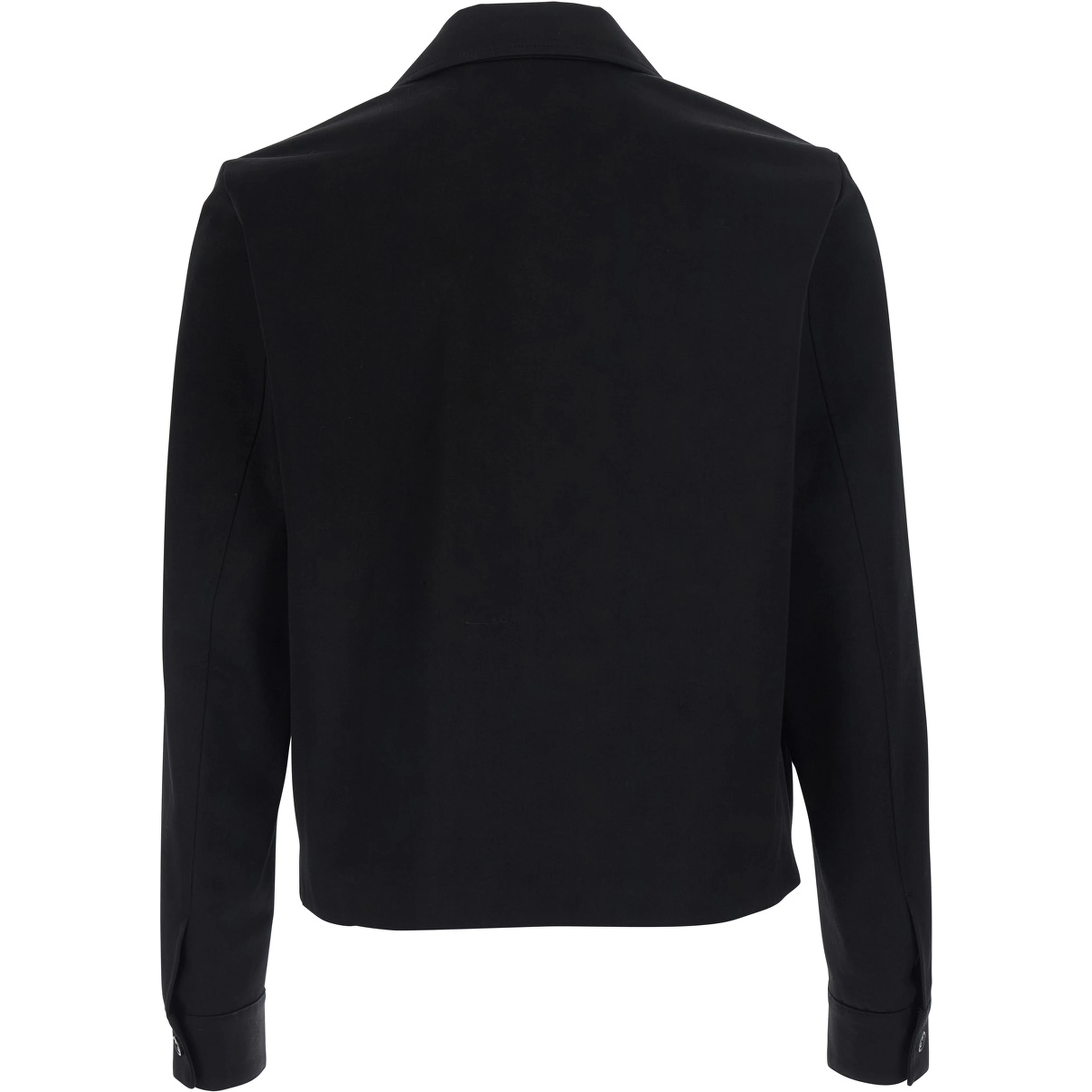 Black Jacket with Notched Collar with Logo Lettering Embroidery in Cotton for Men