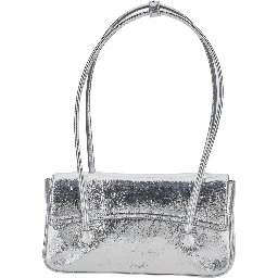Shoulder Bag with Flap in Metallic Leather