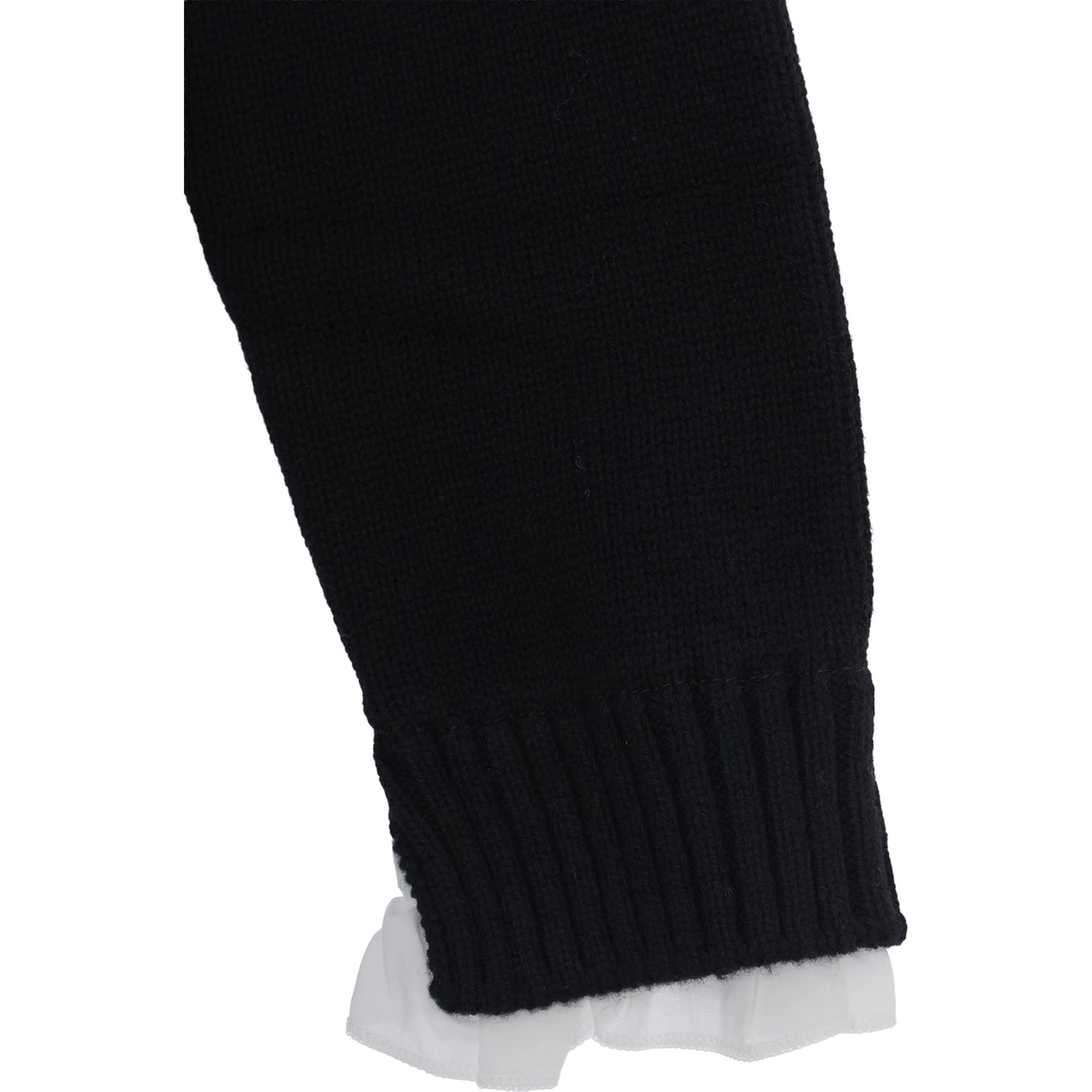 Black Crewneck sweater with ribbed trims and logo plaque on the front in Blend wool and cotton Girl