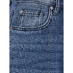 Emma Blue Jeans with logo patch on the back and faded effect in denim women