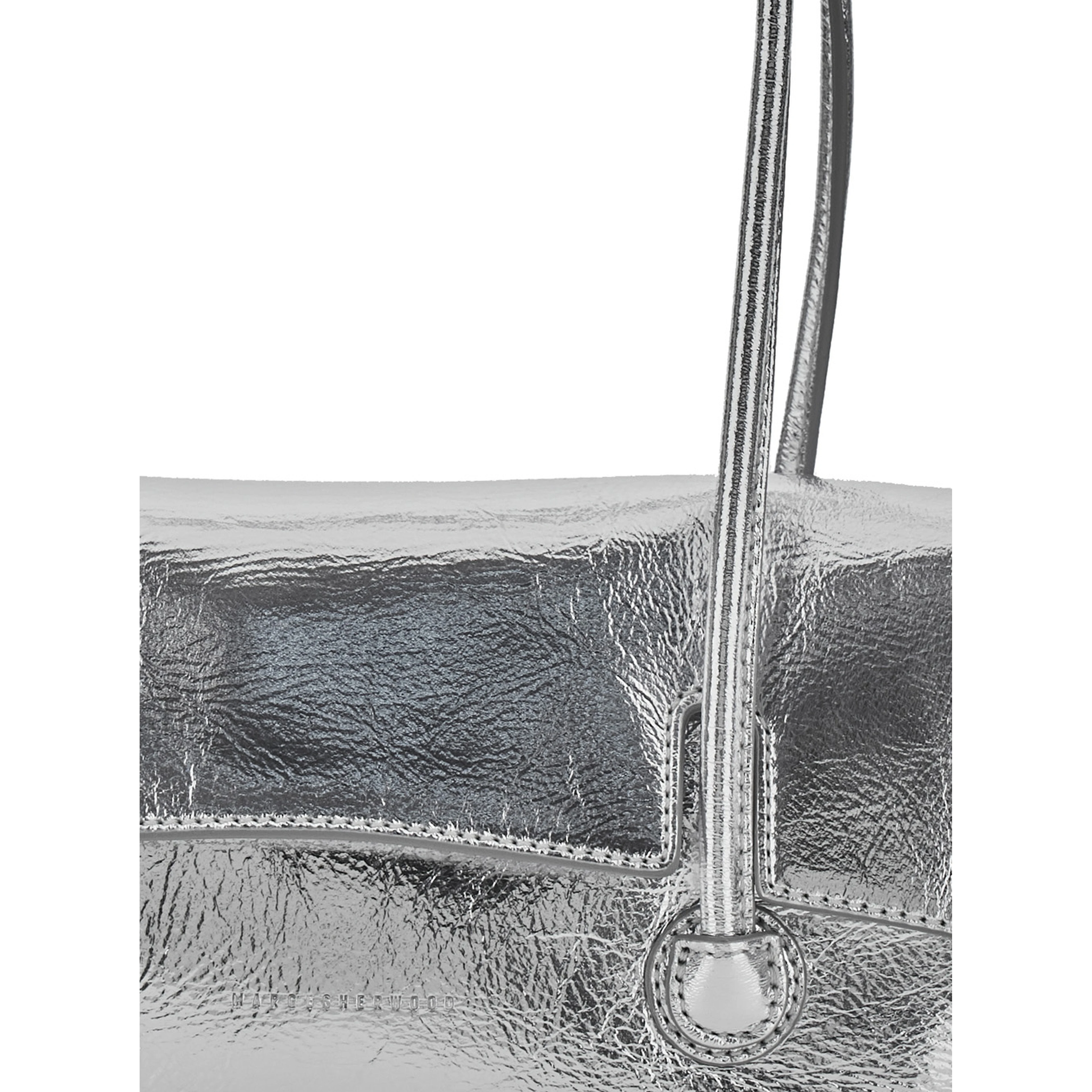 Shoulder Bag with Flap in Metallic Leather