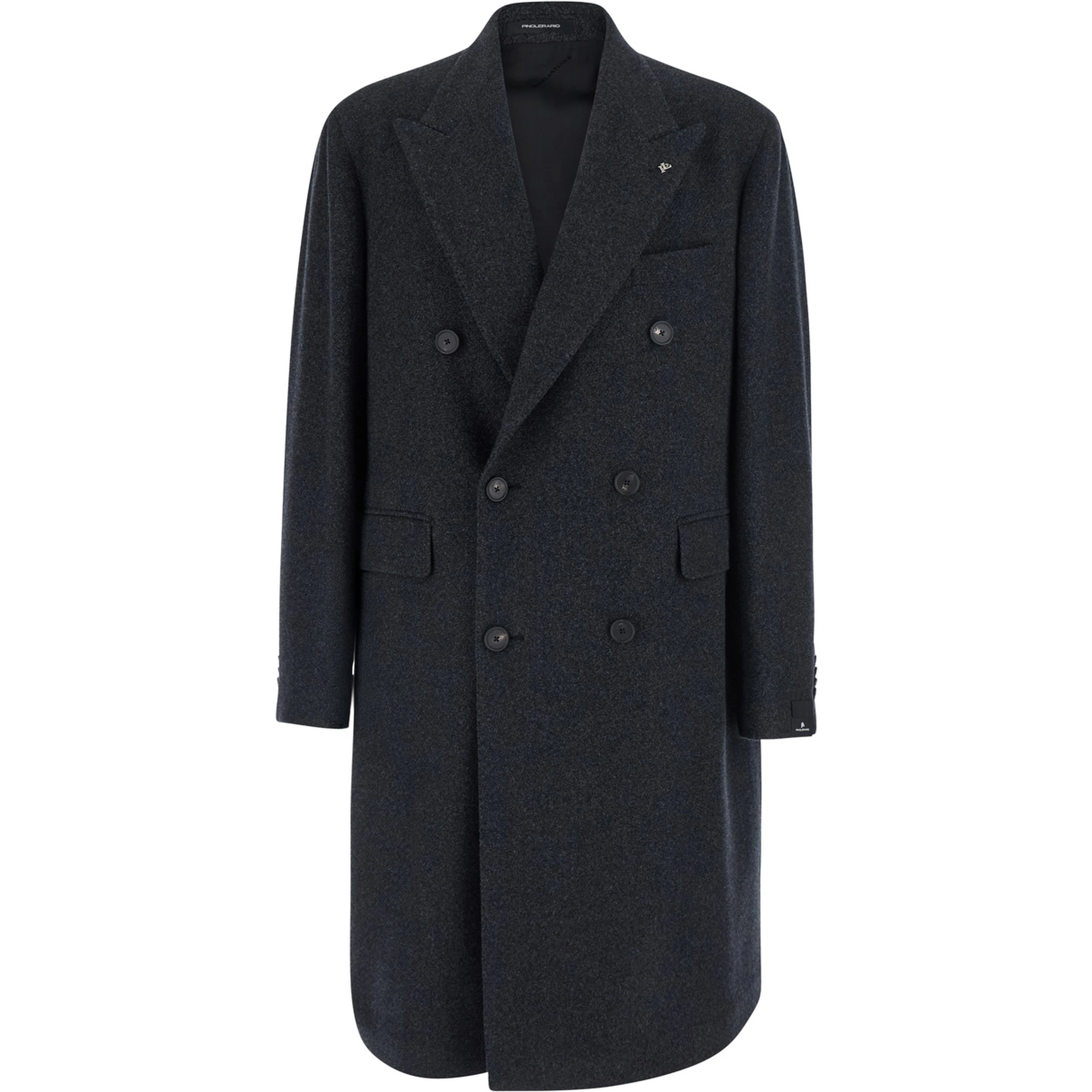 Gray Coat with Notched Revers and Button Front Closure in Tech Fabric Men