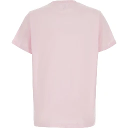 Pink Round neck T-shirt with maxi print on the front in cotton for women