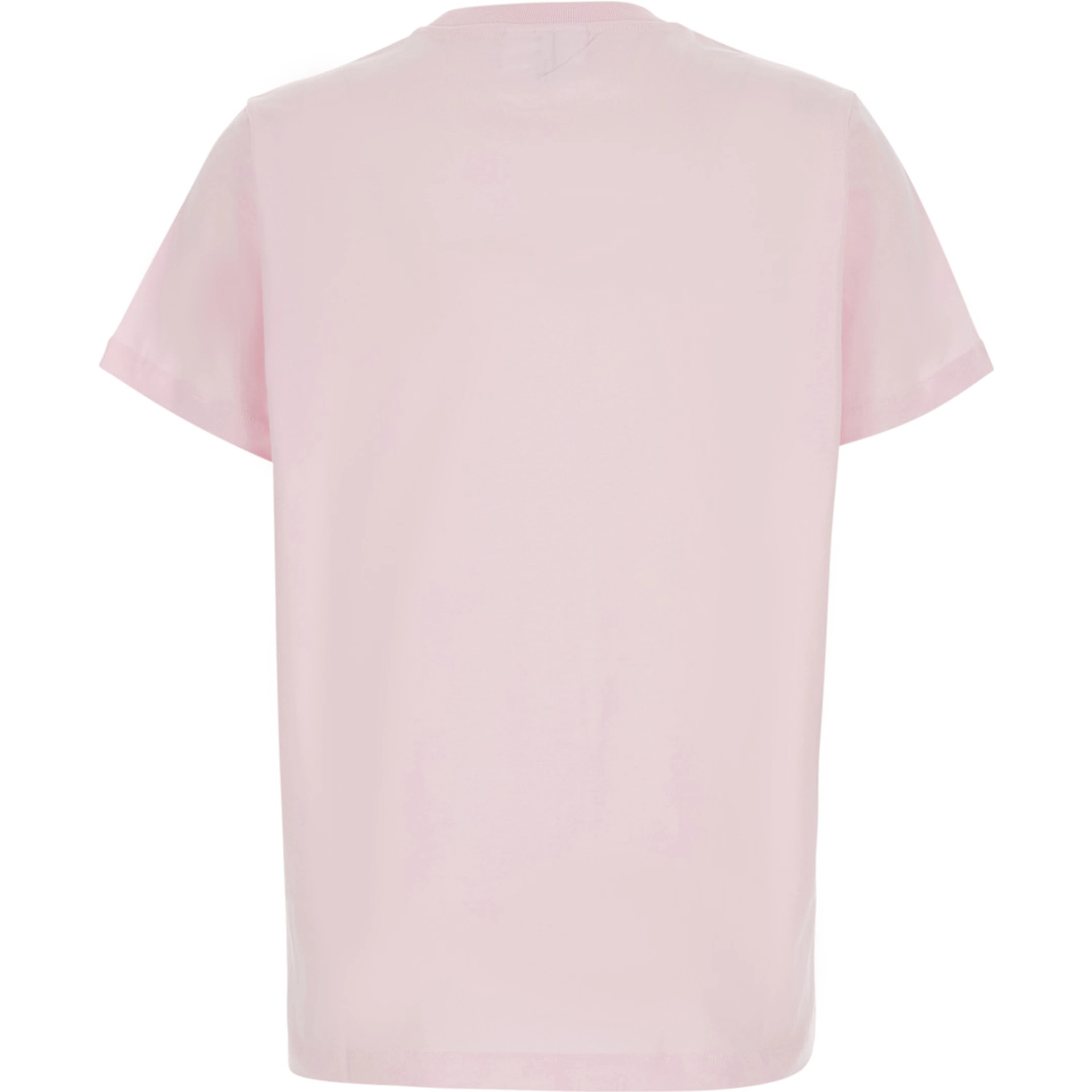 Pink Round neck T-shirt with maxi print on the front in cotton for women