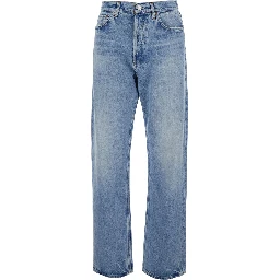 Blue Blue Jeans with Bleached Effect and Five-Pocket Design in Denim Men