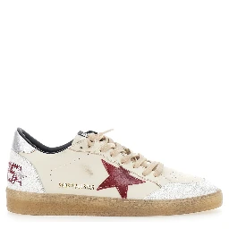 Ballstar Beige Sneakers Low Top with star patch on the side in leather for men