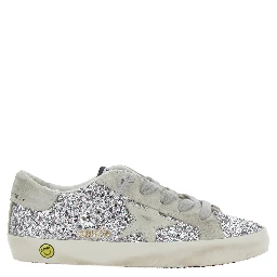 SUPER STAR GLITTER UPPER SUEDE STAR AND HEEL Shoes with glitter and metallic leather for Girl