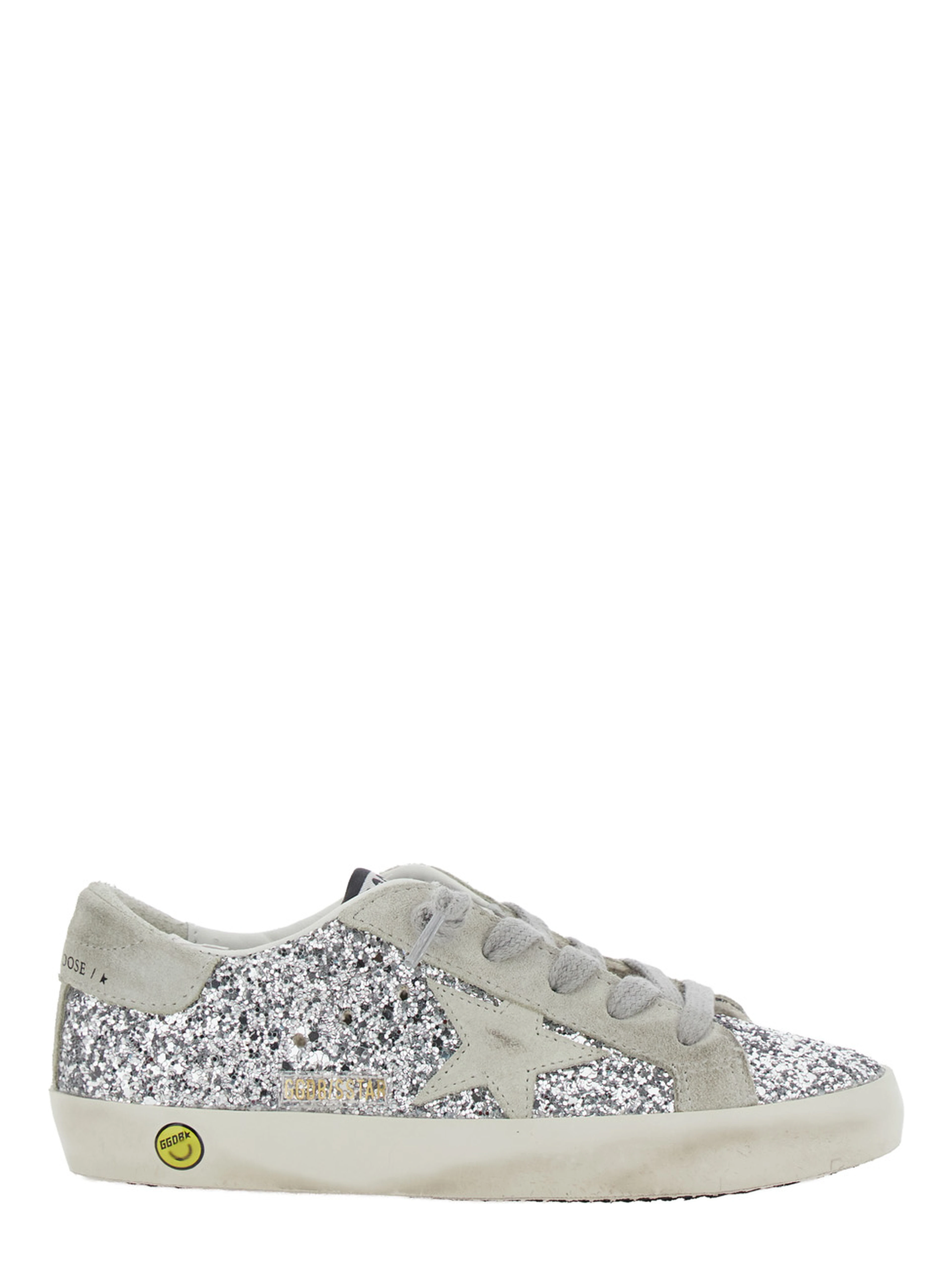 SUPER STAR GLITTER UPPER SUEDE STAR AND HEEL Shoes with glitter and metallic leather for Girl