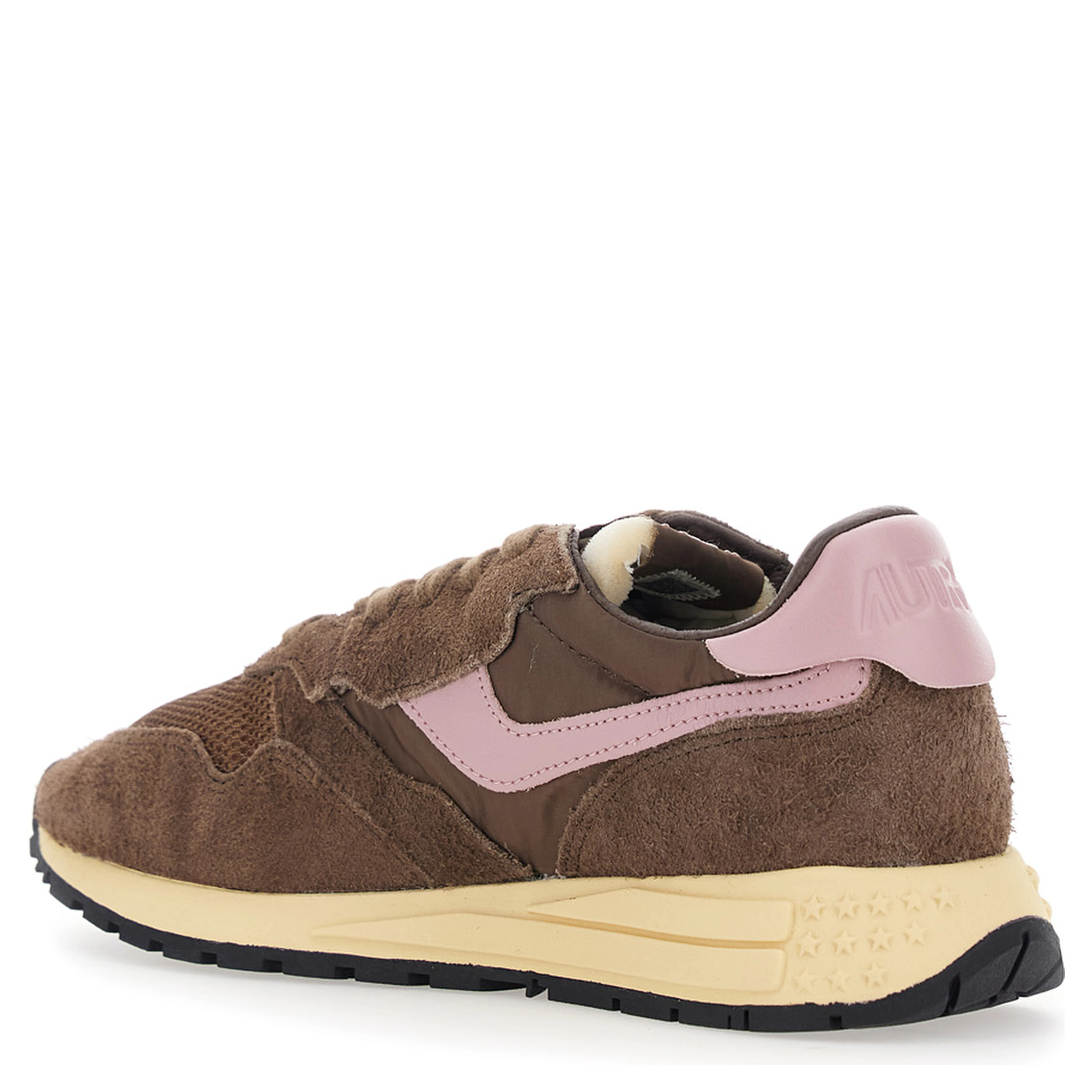 Reelwind Brown Low Top Sneakers with Logo Patch on Tongue and Side in Suede for Women
