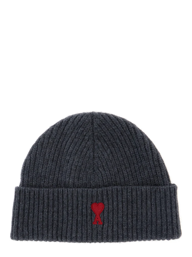 Gray Wool ADC Embroidered Beanie for Women