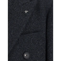 Gray Coat with Notched Revers and Button Front Closure in Tech Fabric Men