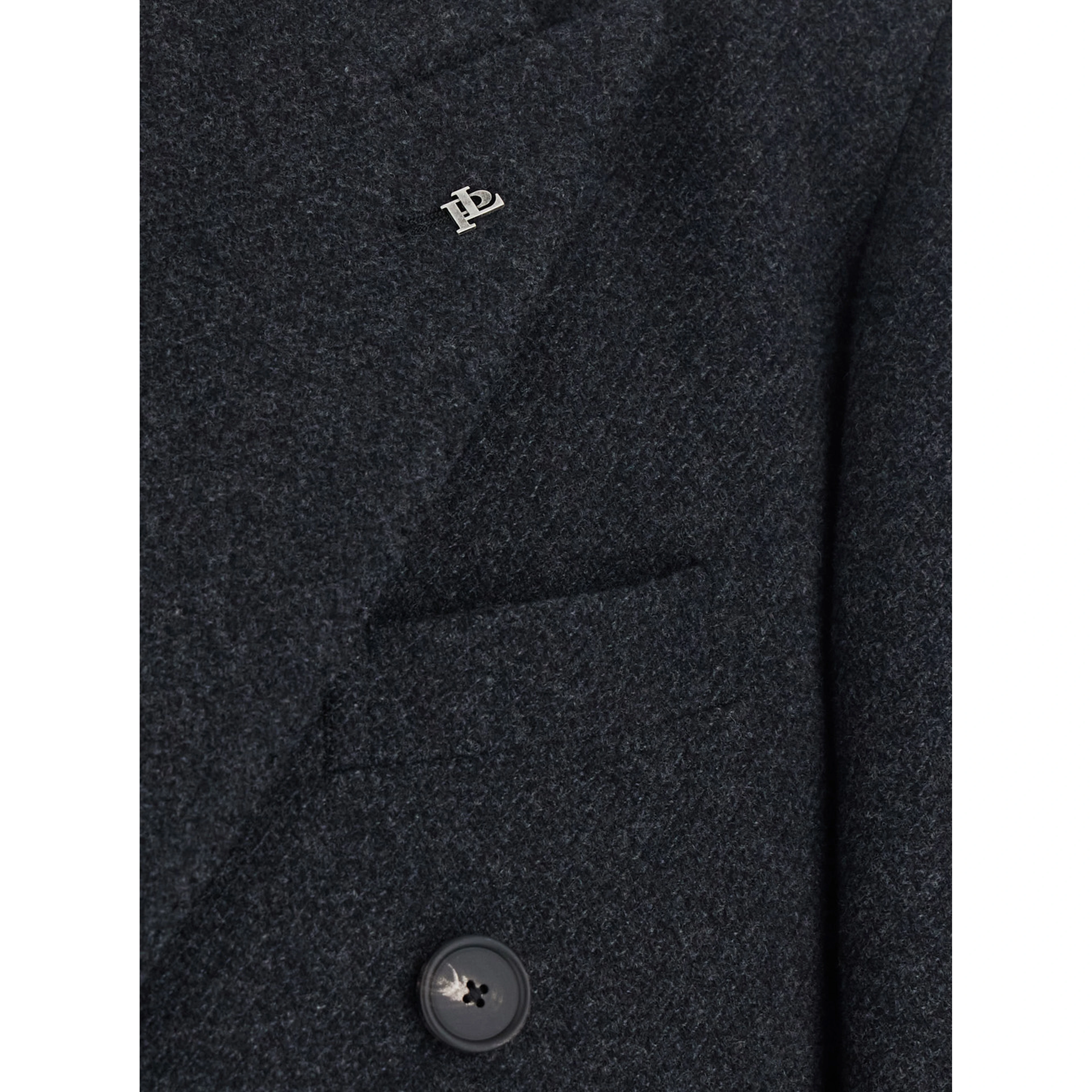 Gray Coat with Notched Revers and Button Front Closure in Tech Fabric Men
