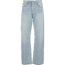 Light blue jeans with logo patch on the back in denim for women