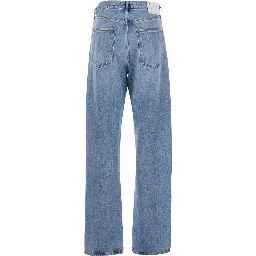 Blue Blue Jeans with Bleached Effect and Five-Pocket Design in Denim Men