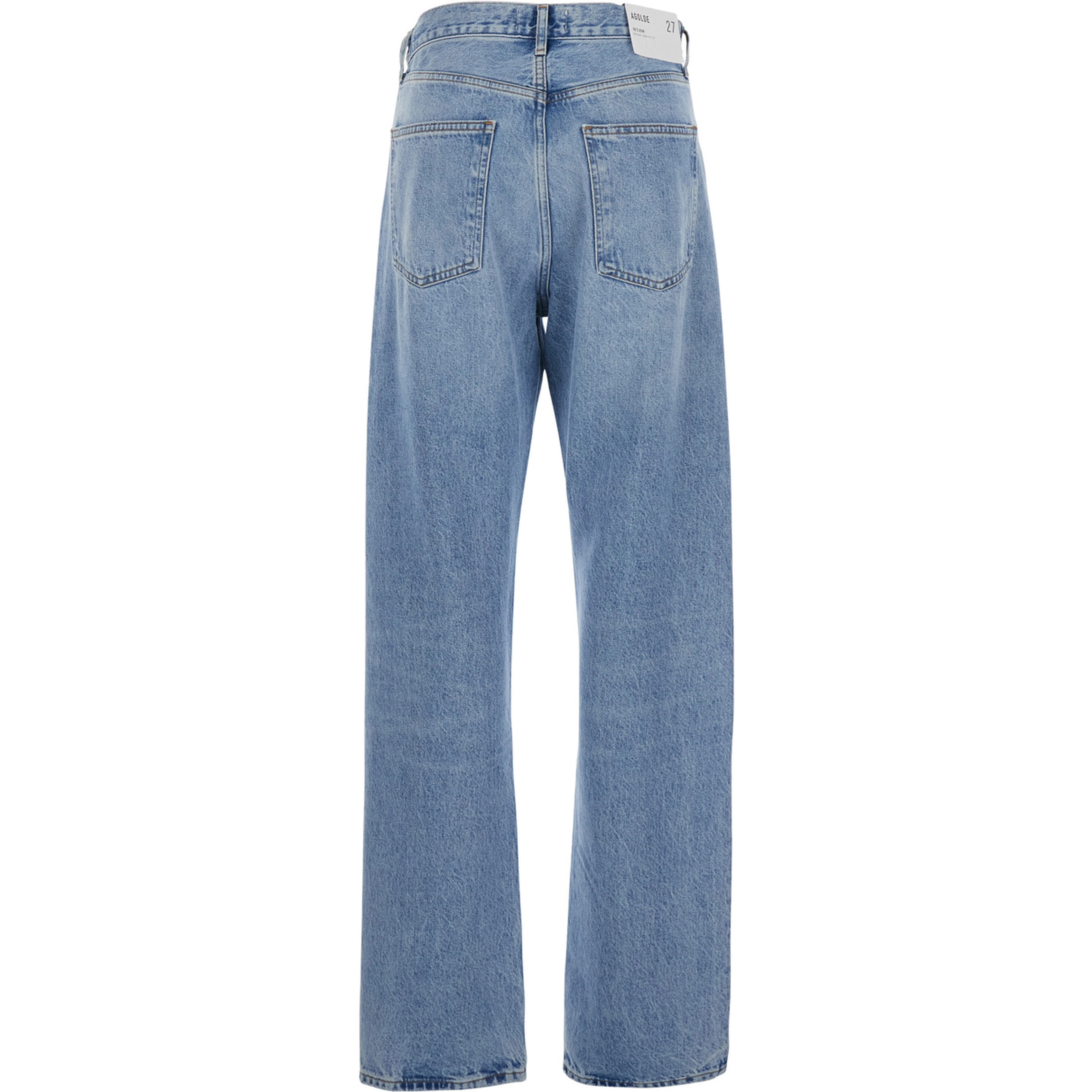 Blue Blue Jeans with Bleached Effect and Five-Pocket Design in Denim Men