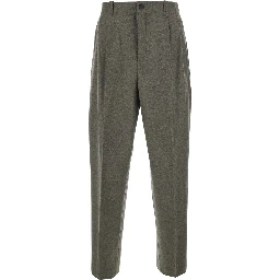 Gray Gray Pants with Front Button Closure in Wool for Men