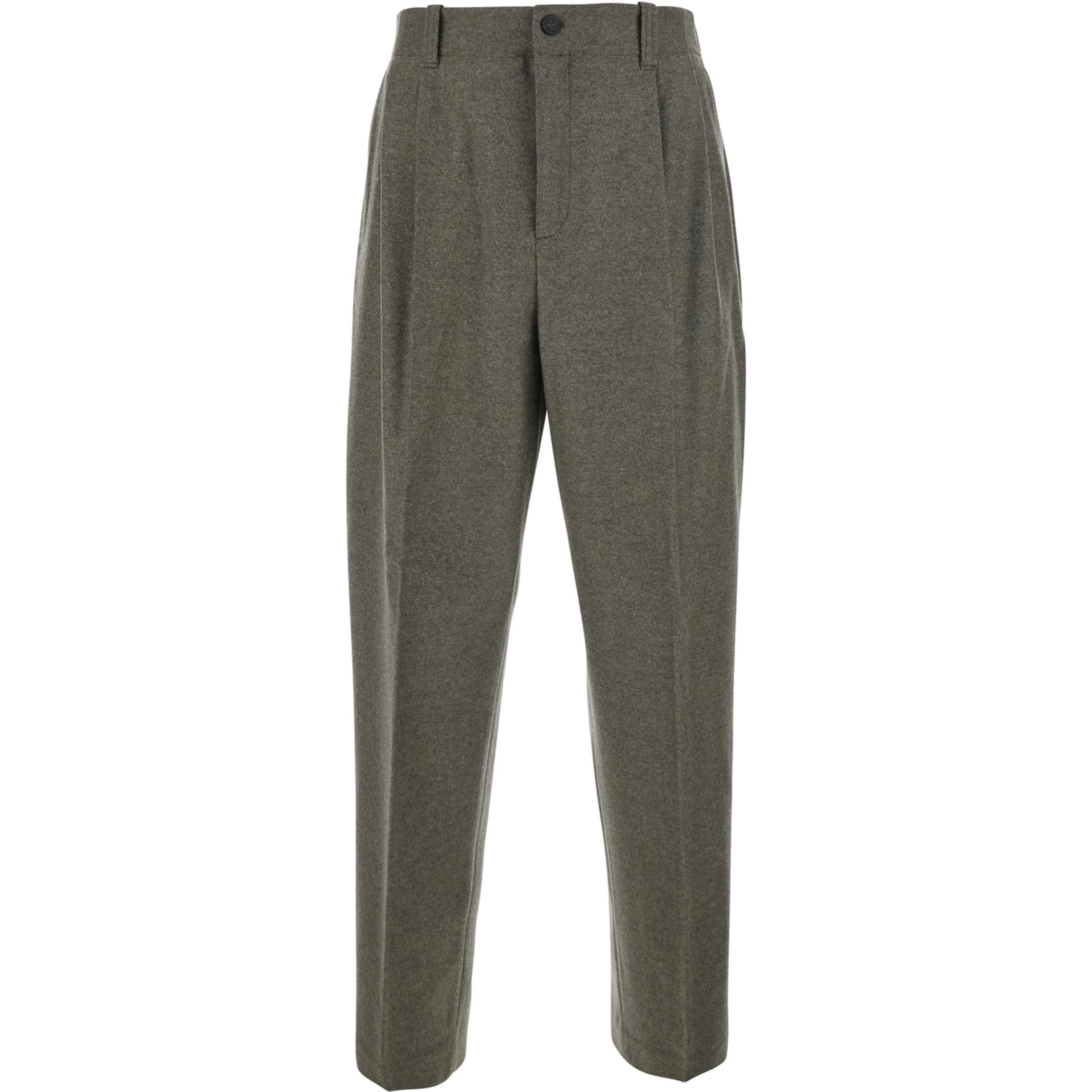 Gray Gray Pants with Front Button Closure in Wool for Men