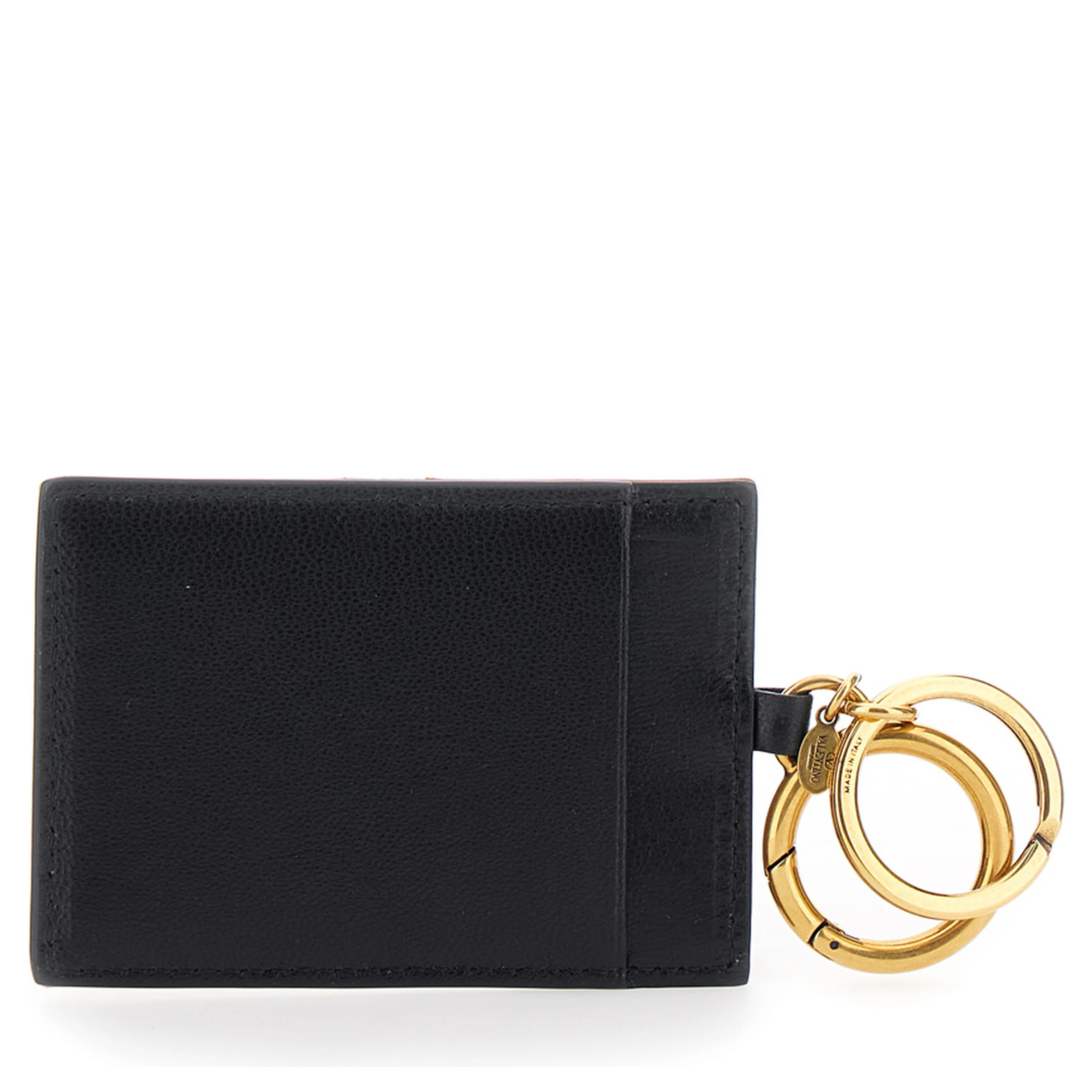 Brown Keychain with ring closure and rectangular design with VLogo on the front in leather for men