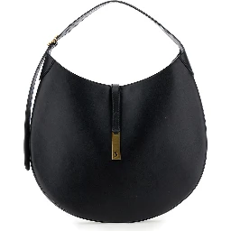 Shoulder Bag with Smooth Leather Logo Detail Black Woman