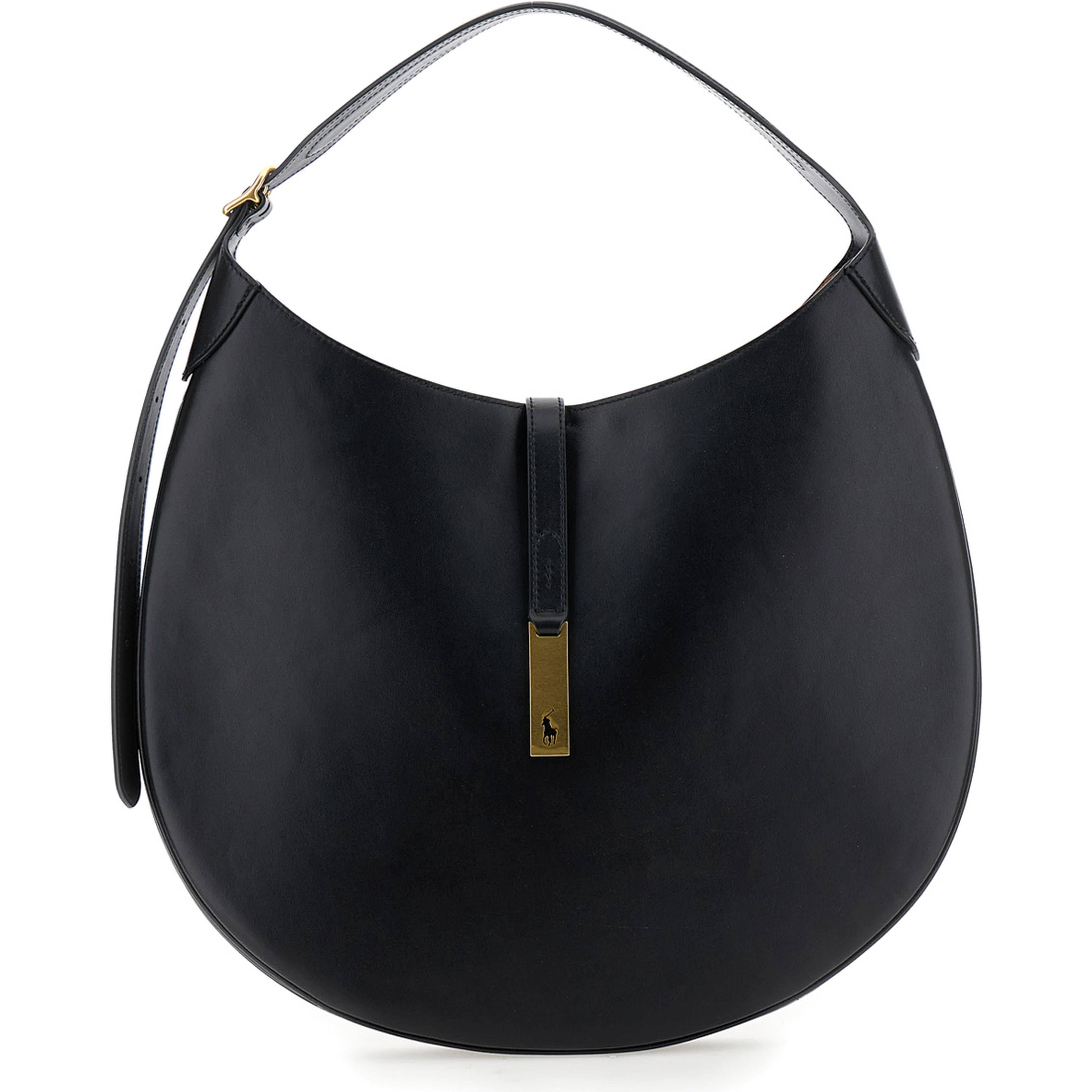 Shoulder Bag with Smooth Leather Logo Detail Black Woman
