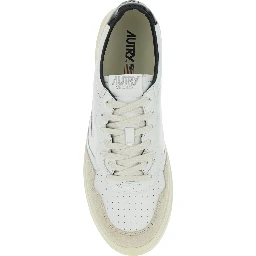 Low Sneakers Medalist Low with Logo Patch and Writing in Leather and White Suede Men