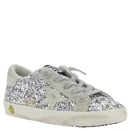 SUPER STAR GLITTER UPPER SUEDE STAR AND HEEL Shoes with glitter and metallic leather for Girl