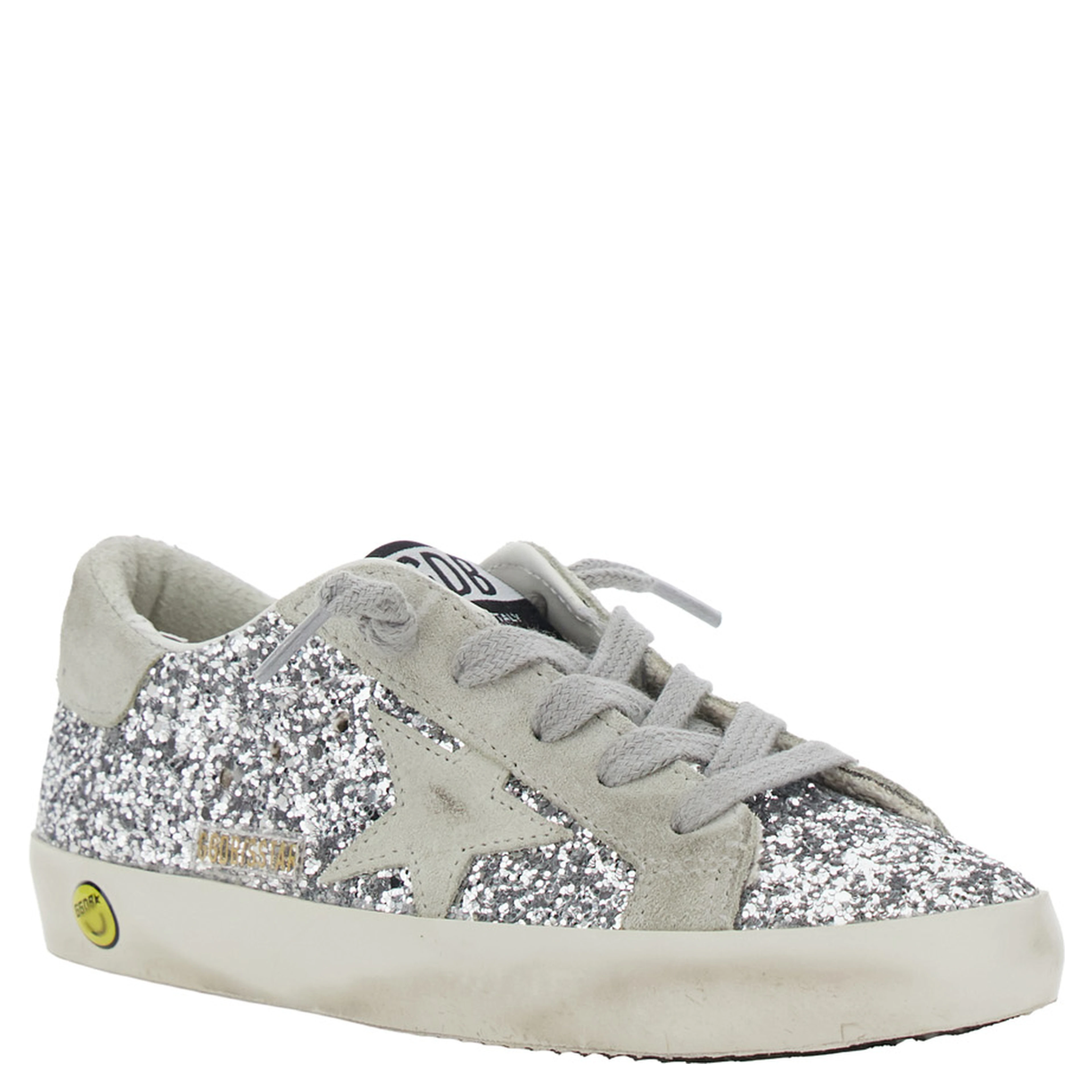 SUPER STAR GLITTER UPPER SUEDE STAR AND HEEL Shoes with glitter and metallic leather for Girl