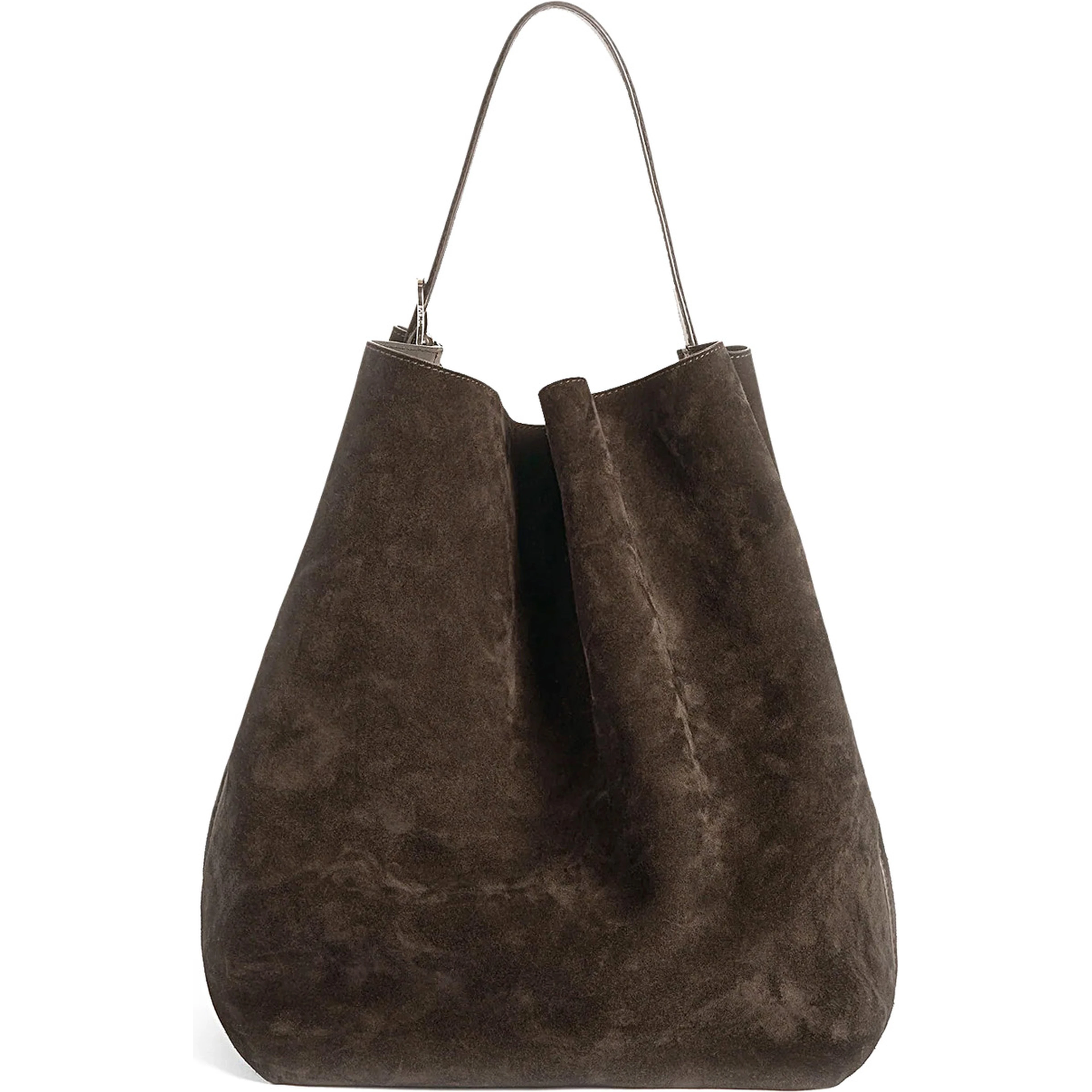 Shoulder Bag Brown with Adjustable Handle in Suede for Women