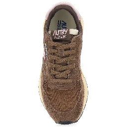Reelwind Brown Low Top Sneakers with Logo Patch on Tongue and Side in Suede for Women